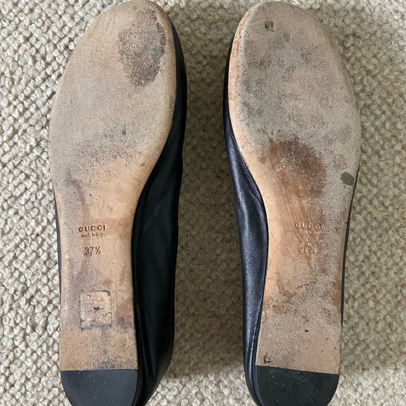 Gucci GG black leather flats 37.5 / 8.5 US - Picture 6 of 7